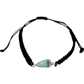 Náramek Larimarový náramek s přírodním kamínkem – minimalistický šperk z Karibiku (provázkový - macrame)