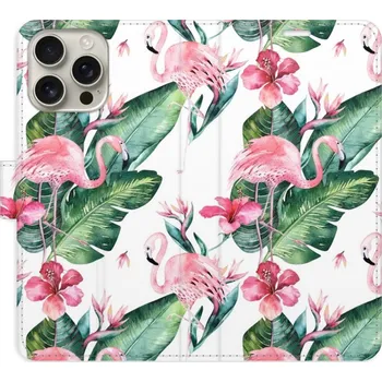 Pouzdro na mobilní telefon Flipové pouzdro iSaprio - Flamingos Pattern - iPhone 16 Pro Max