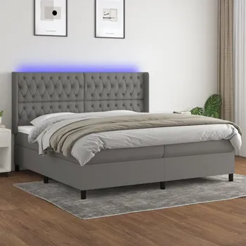 Postel vidaXL Box spring postel s matrací a LED 200x200 cm textil [3138581] Barva: Tmavě šedá