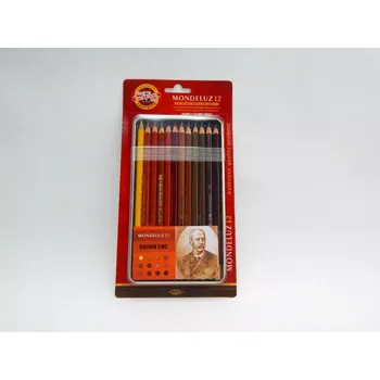 Kresba Akvarelové pastelky Koh-i-noor Mondeluz - 12 barev, hnědá řada