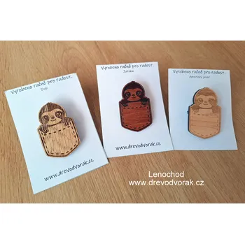 Brož Dřevěná brož LENOCHOD Varianta: Dub