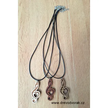 Náhrdelník Dřevěný náhrdelník HOUSLOVÝ KLÍČ Varianta: Americký javor