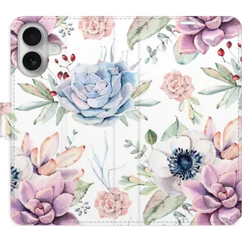 Pouzdro na mobilní telefon Flipové pouzdro iSaprio - Succulents Pattern - iPhone 16