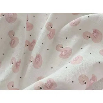 PREM Látková plena s potiskem Labuť růžová Bavlna, 70/70 cm