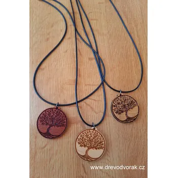 Náhrdelník Dřevěný náhrdelník STROM ŽIVOTA Varianta: Dub