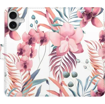 Pouzdro na mobilní telefon Flipové pouzdro iSaprio - Pink Flowers 02 - iPhone 16 Plus