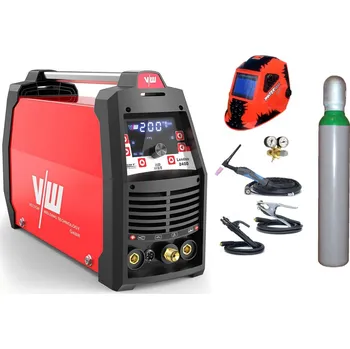 Svářečka VECTOR WELDING London 2400D AC/DC + kabely + TIG hořák + kukla + ventil + lahev