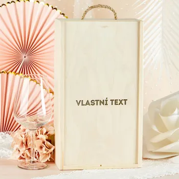 Dárková krabička Dřevia Dřevěná krabička na dvě vína - VLASTNÍ TEXT