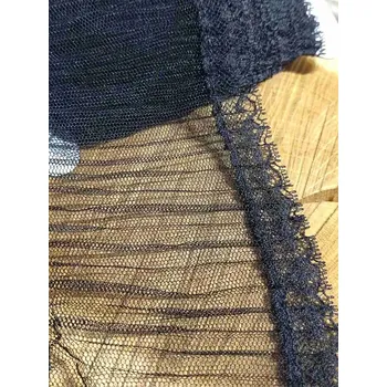 Krajka Prýmek monofilový plisovaný šíře 90 mm černý