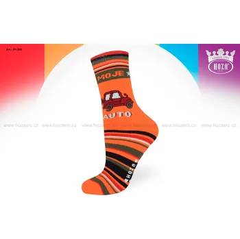 Hoza Dětské froté ponožky - autíčka, ABS - H1200 Barva: oranžová, Velikost: 35-38