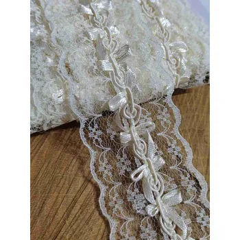 Krajka Silonová krajka / vsadka šíře 45 mm barva krémová