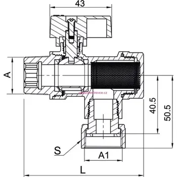 Vodovodní kohout Rohový kulový kohout 3/4"s půlšroubením a filtrem
