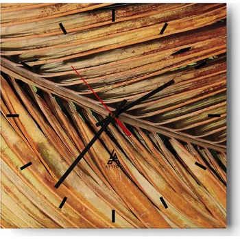 Hodiny Nástěnné hodiny do kuchyně 30x30 Botanika Stylové hodiny na skle Loft Tiché