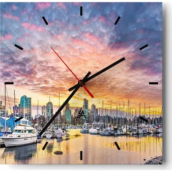 Hodiny Velké nástěnné hodiny 40x40 Krajina Skleněné hodiny Tiché