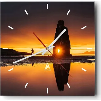 Hodiny Velké nástěnné hodiny 40x40 Krajina Skleněné hodiny Tiché