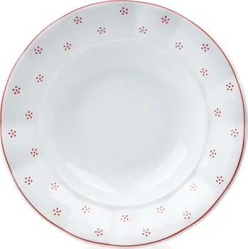 Talíř G.Benedikt 1882, Karlovy Vary Talíř hluboký 24 cm Benedikt Valbella červená X8988