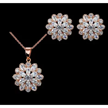 Souprava šperků B-TOP Růžově pozlacená souprava s krystaly Flower