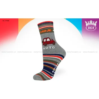 Hoza Dětské froté ponožky - autíčka, ABS - H1200 Barva: šedá, Velikost: 35-38