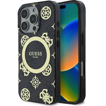 Pouzdro na mobilní telefon Guess IML 4G Peony MagSafe Zadní Kryt pro iPhone 16 Pro Max Barva: Černá