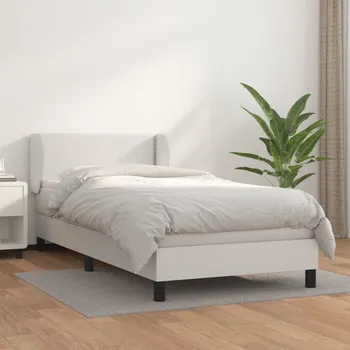 Postel vidaXL Box spring postel s matrací 100x200 cm umělá kůže [3127238] Barva: Bílá