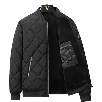 Pánský kabát NADIMU Pánská prošívaná zimní bunda bez kapuce Černá XXXL