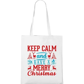 DOBRÝ TRIKO Bavlněná taška s potiskem Keep calm Christmas Barva: Bílá