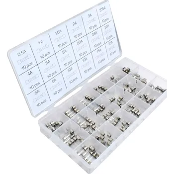 Autoelektrika Autopojistky skleněné trubičkové, 0,5-30 A, 5x20 mm, pro autoveterány, sada 180 ks - ASTA