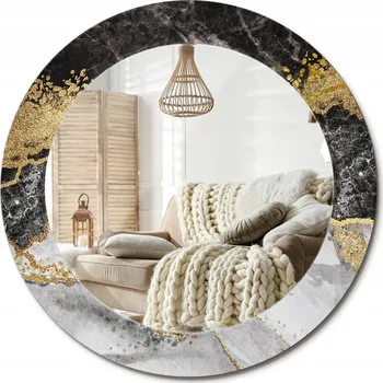 Zrcadlo Kulaté moderní zrcadlo na stěnu s potiskem na skle průměr 60 cm Mramor loft