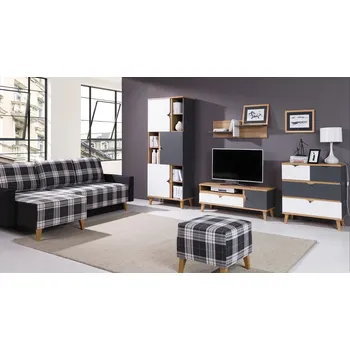 Obývací stěna Gib Obývací pokoj Memone, dub zlatý/bílá/grafit