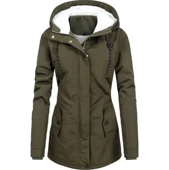 Dámská parka NADIMU Dámská zimní parka s kožíškem uvnitř Zelená L