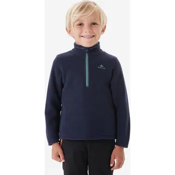 Pánská mikina QUECHUA Dětská turistická fleecová mikina MH 100 2 ROKY MODRÁ|ZELENÁ