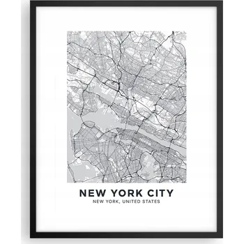 Obraz Obraz plakát na zeď v černém rámu 40x50 New York plakáty do obýváku