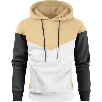 Pánská mikina Kontrastní pánská mikina s kapucí Barva: Béžová, Velikost: 3XL