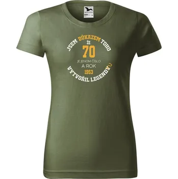 Dámské oblečení DOBRÝ TRIKO Dámské tričko s potiskem 70 je jenom číslo Barva: Khaki, Velikost: XL