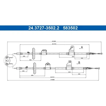 Brzdový systém Tažné lanko, parkovací brzda ATE 24.3727-3502.2