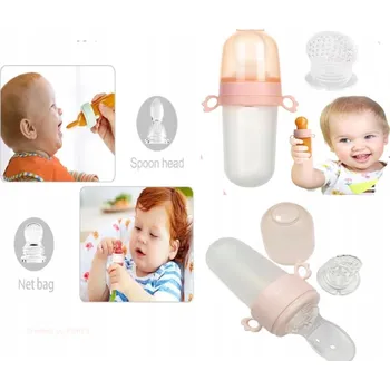 KOUSÁTKO DUDLÍK PRO PODÁVÁNÍ POTRAVIN Z OVOCE 2v1 S DUDLÍKEM A LŽIČKOU