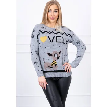 KESI Vánoční svetr s nápisem 2021-29 šedý uni Dámský svetr KESI Vánoční svetr s nápisem 2021-29 šedý uni