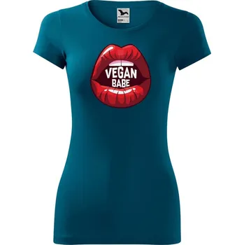 Dámské oblečení DOBRÝ TRIKO Dámské tričko Vegan babe Velikost: L, Barva: Petrolejová