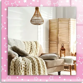 Zrcadlo Dekorativní zrcadlo s ozdobným rámem, svislé/vodorovné, Růžové hvězdičky, 60x60 cm