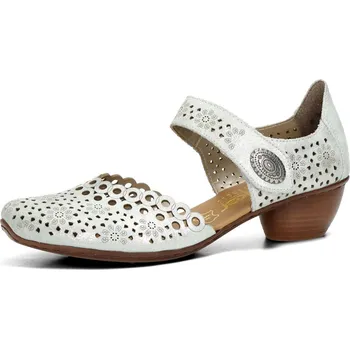 Dámské polobotky Rieker dámské kožené polobotky - stříbrné