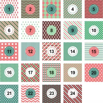 Vánoční dekorace SAMOLEPKY na adventní kalendář 4 x 4 cm