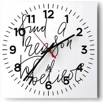 Hodiny Kuchyňské nástěnné hodiny 30x30 Typografie Skleněné hodiny do obýváku Moderní Tiché