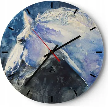 Hodiny Nástěnné hodiny do kuchyně 30x30 Kůň Skleněné hodiny do obýváku Loft Tiché