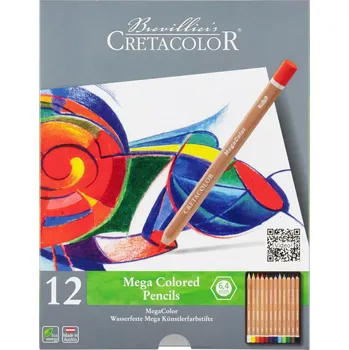 Kresba Pastelky Cretacolor MegaColor jemně voskové - 12 barev, plechová krabička