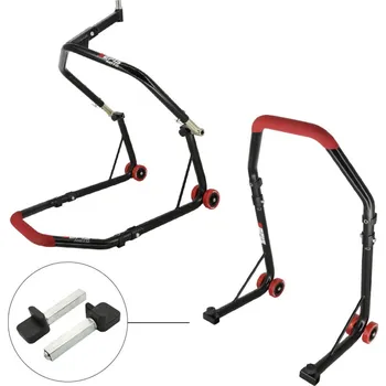 SEFIS D18 přední stojan do krku řízení a zadní stojan set - packy - červený