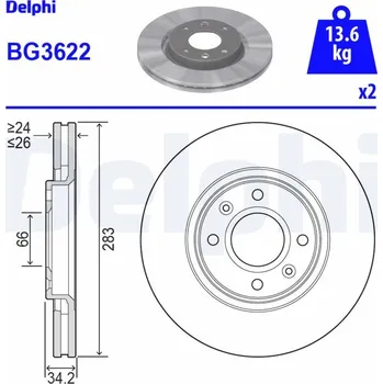 Brzdový kotouč Brzdový kotouč DELPHI BG3622