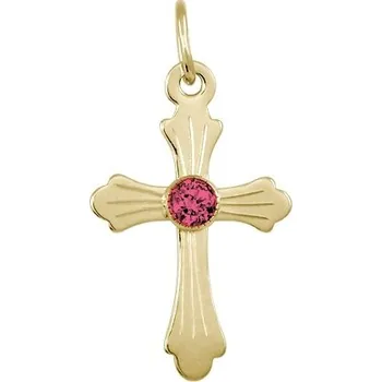 Přívěsek Soliter Zlatý kříž se syntetickým rubínem