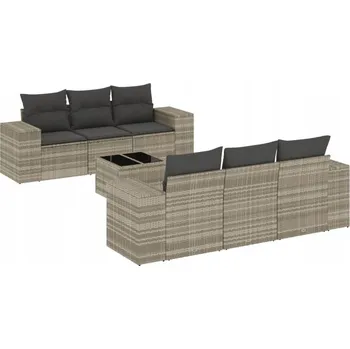 Sedací souprava Sedací souprava zahradní ratan VidaXL šedá 7 ks