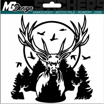 Samolepicí dekorace na vozidlo SAMOLEPKA na auto JELEN DIVOKÁ PŘÍRODA LES DEER 14x15