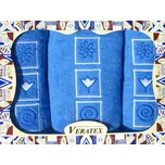 Luxusní dárkový vyšívaný froté set 1 osuška 2 ručníky (král.modř)